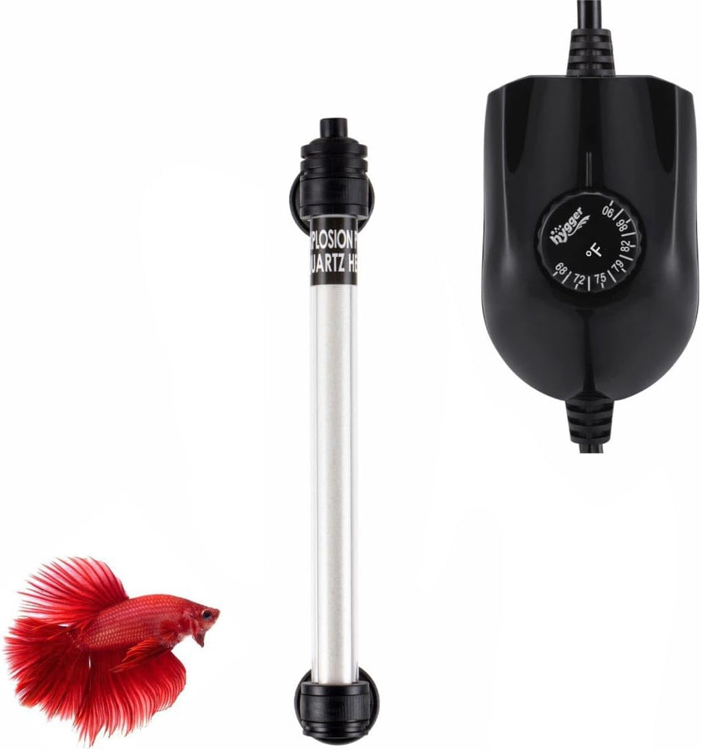 hygger 100W Mini Inline Quartz Glass Aquarium Heater with External Controller, Adjustable Submersible Betta Fish Tank Thermostat for 10-30 Gallon