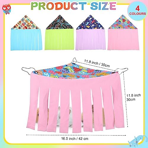 Geetery 4 Pcs Guinea Pig Hideout Small Animal Corner Fleece Hideaway Cute Ferret Hammock Cage Decor Accessories for Hamster Hedgehog Small Bunny Small Pets, 4 Styles