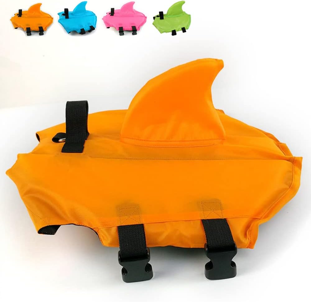 Snik-S Dog Life Jacket- Preserver with Adjustable Belt, Pet Swimming Shark Jacket for Short Nose Dog (Pug,Bulldog,Poodle,Bull Terrier,Labrador) (Green, X-Small)