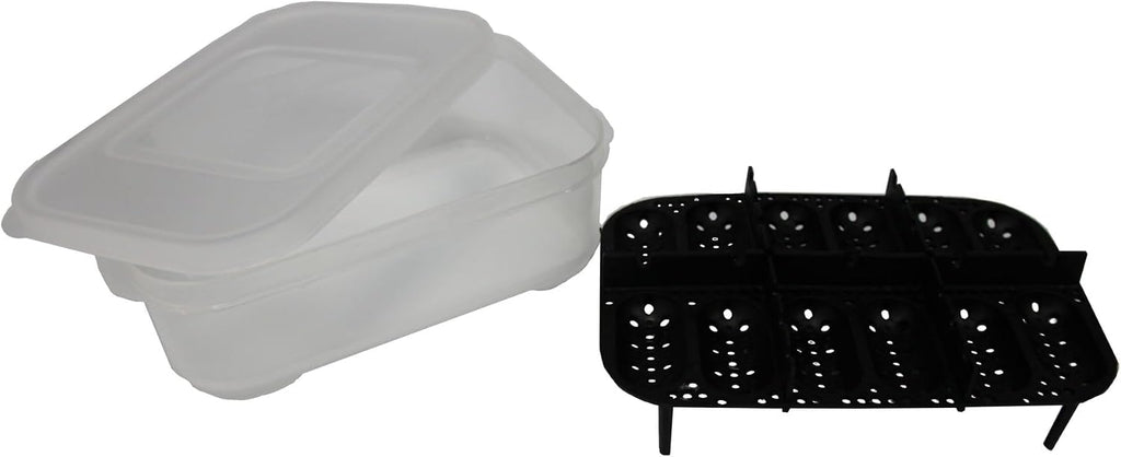 Gecko Egg Incubation Container with Built-in Tray – Holds 12 Eggs | Clear Polypropylene Box | Space-Saving Design | Suspended Incubation for Higher Hatch Rates