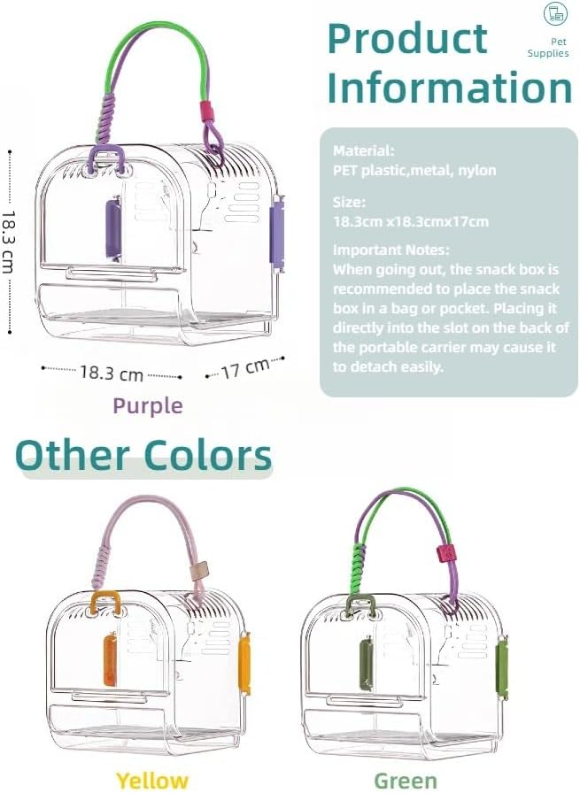 Portable Plastic Bird Cages Lightweight Waterproof Ventilated Travel Bird Cage for Pets Ideal for Outdoor Use Easy to Carry Bird Carrier Perfect for Small Birds and Budgies (Green)