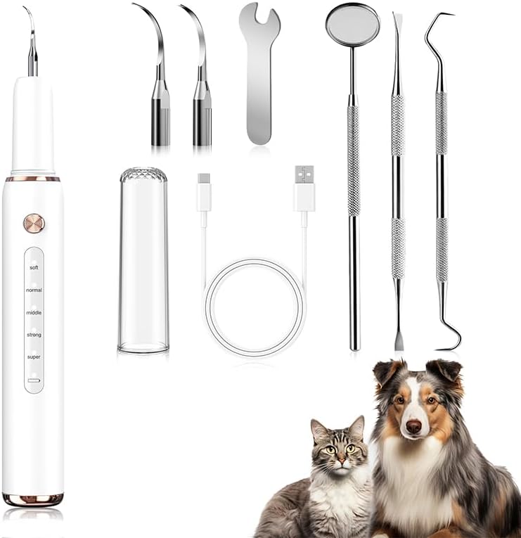 Palvo Dog Plaque Remover for Teeth,Pet Tooth Cleaner with LED Light,Cleaning Kit for Tartar and Stains,5 Adjustable Modes,Pet Teeth Cleaning kit,Suitable for Dogs and Cats