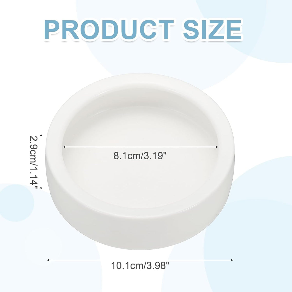Reptile Food Bowl,Worm Water Dish Ceramic Pet Bowl 4In,White