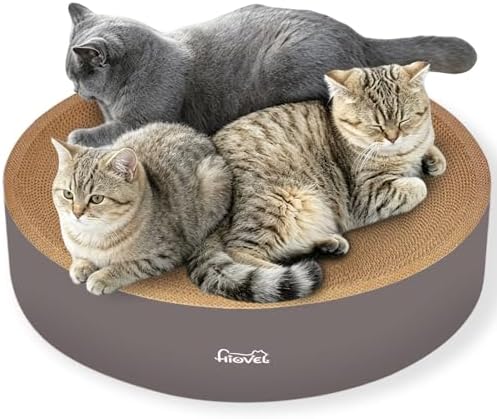 2 in 1 Round Cat Scratching Board, Cardboard Cat Scratcher for Indoor Cats, Corrugated Cat Scratch Pad for Grinding Claws and Rest (23.6")