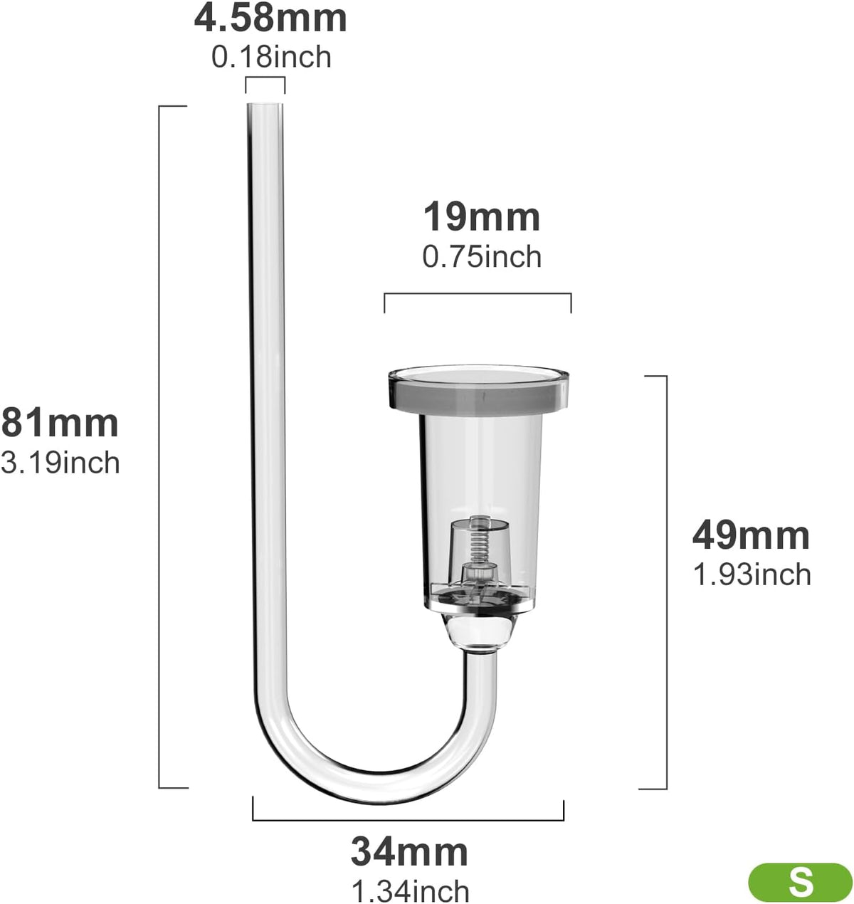 FZONE Acrylic Aquarium CO₂ Diffuser Built-in Check Valve(S-19mm)