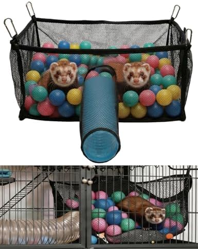 Ferret Ball Pit with 50 Pack Balls for Ferret Cage - Ferret Hammock for Cage Compatible with Tunnel System (Included 50 Pcs Ferret Toys Balls)