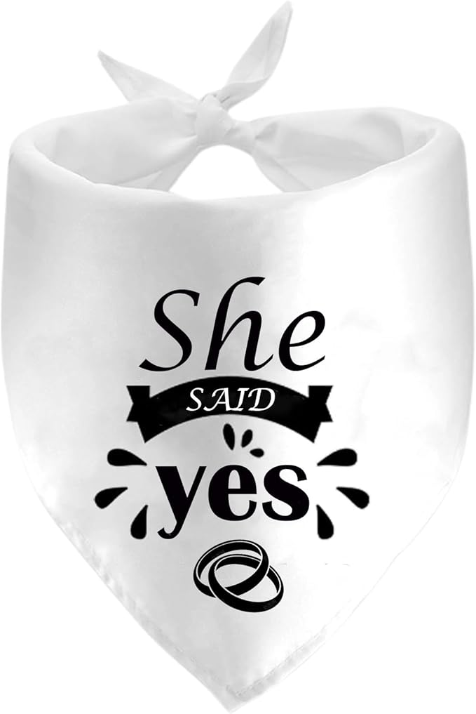 She Said Yes Dog Bandanas, Wedding Dog Scarf, Engagement Announcement Pet Scarf by Lcekterur