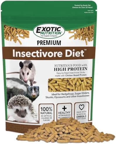 Premium Insectivore Diet (1.25lb) - Healthy Nutritious Chicken Based High Protein Pellet Diet - for Sugar Gliders, Hedgehogs, Opossums, Skunks & Other Insectivores