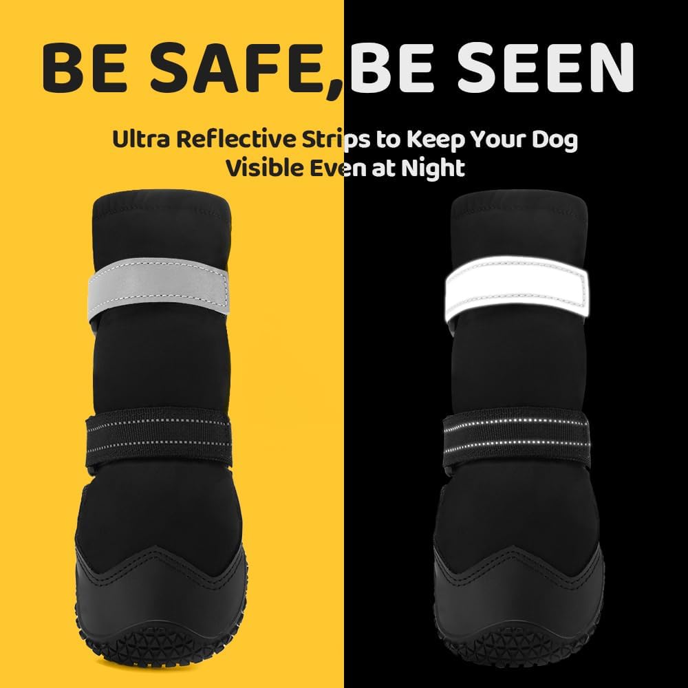 Hcpet Dog Shoes for Dogs, Dog Booties for Dogs, Anti-Slip Dog Boots & Paw Protectors for Hot Pavement Winter Snow Hiking with Reflective Straps