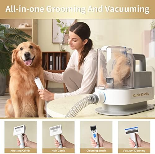 GZI Dog Grooming Vacuum Kits with Multiple Tools - Electric Clipper, Hair Dematting and Shedding, 2.5L Large Capacity Dustbin, 10Kpa Suction, Low Noise - Pet Hair Solution for Dogs and Cats Pet Gifts