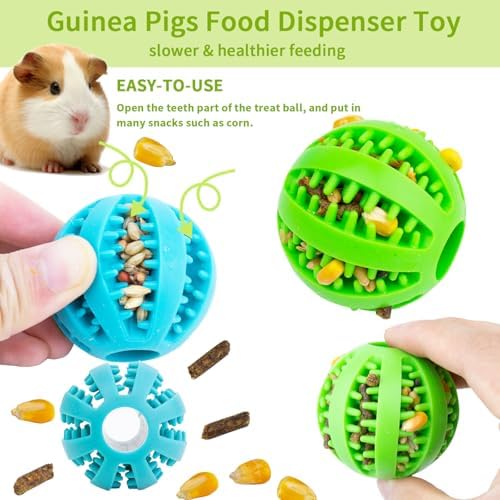 FlidRunest Hamster Foraging Ball Toy Puzzle, 2 PCS Hamster Treat Ball for Teething, Small Animals Slow Feeder, Food Hide Treat Dispensing Snuffle Game Interactive Toy for Guinea Pig, Rat