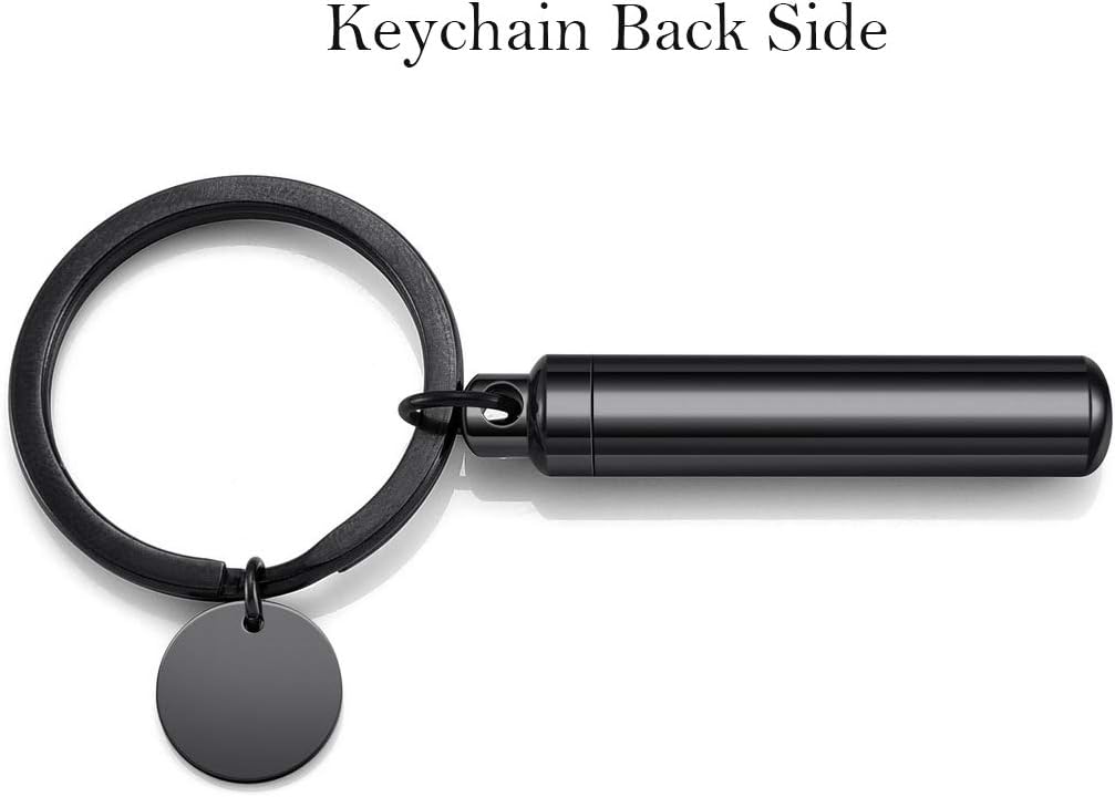 Personalized Master Free Engraving Custom Pet Dog Paw Cylinder Cremation Urn Keychain Keepsake Memorial Ashes Jewelry Black