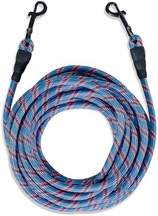 Pet Fit For Life Heavy Duty 30 Ft Bungee Tie Out Cable for Safe Outside Dog and Puppy Yard Play with Stretch Resistance and Dual Clasps - Pairs with PFFL Dog Anchor Stake for Small/Medium/Large Dogs