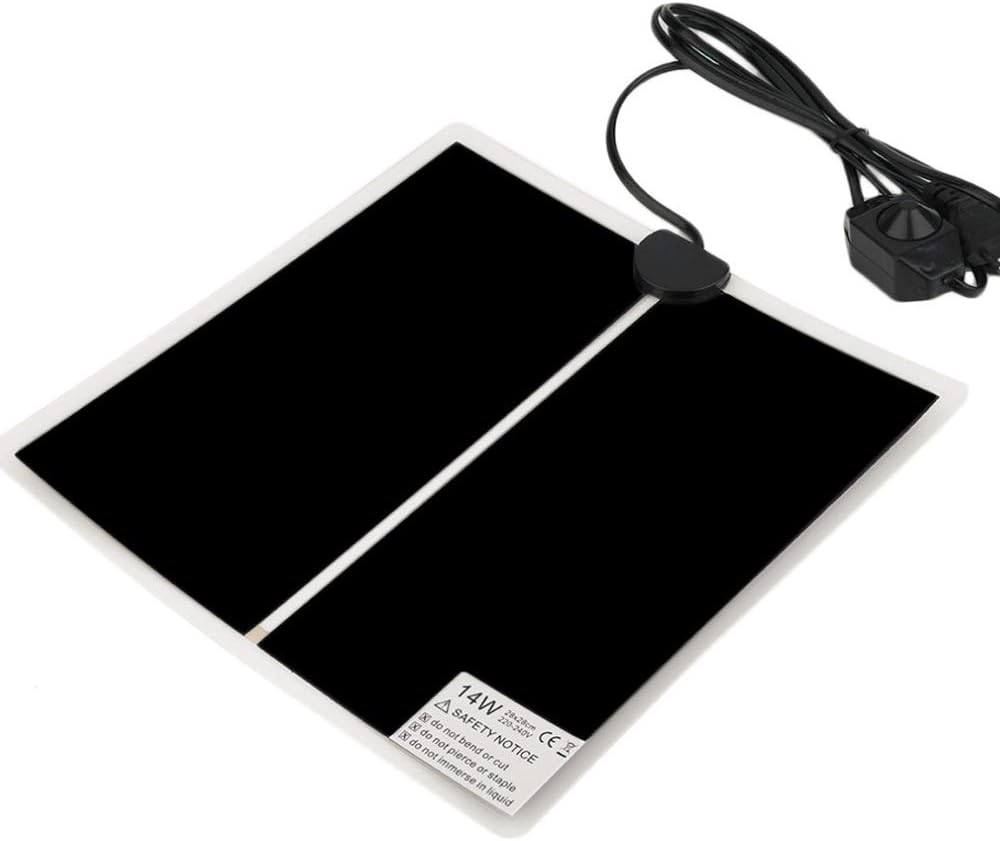 Tbrand Reptile Heating Pad with Temperature Adjustment, 110V 14W Heat Mat for Reptiles Tortoise Snakes Lizard Gecko Hermit Crab Turtle，Under Tank Heating Pad (14W(11inch*11inch))
