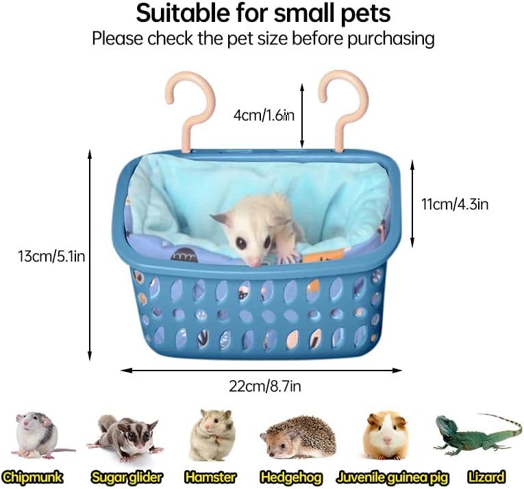 LEFTSTARER Rat Hammock Bed for Hamster Sugar Glider, Warm and Soft Hanging Basket Bedding, Accessories Toys Rat, Squirrel, Hedgehog, Lizard