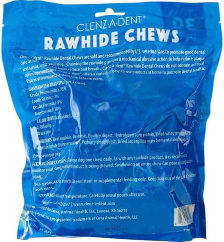 Medium Clenz a Dent Rawhide Chews for Dogs 11-25 Lbs