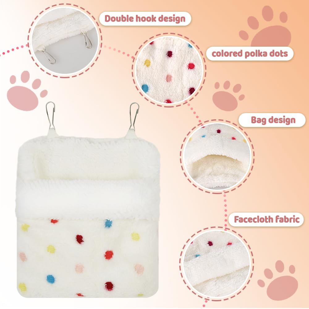 MiOYOOW Sugar Glider Sleeping Pouch, Winter Warm Plush Hamster Bed Hanging Small Animals Nest for Guinea Pig Squirrel Ferrets