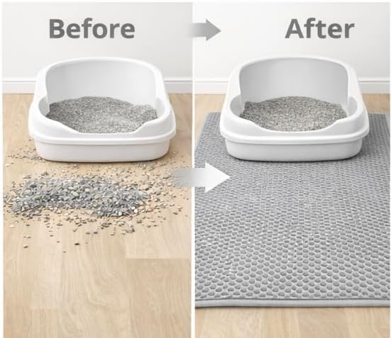 Double Layer Cat Litter 36"x24" Mat-Waterproof, Non slip, Easy Clean Litter Trapping Mat for Cats