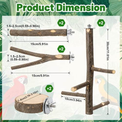 Novabright 6 Pack Natural Wood Bird for Cage Perches Wooden Parrot Stand with Fork Toys Hanging Multi Branch Platform Hanging Grapevine Parrot Perch for Parakeets Budgies Pet Bird Accessories