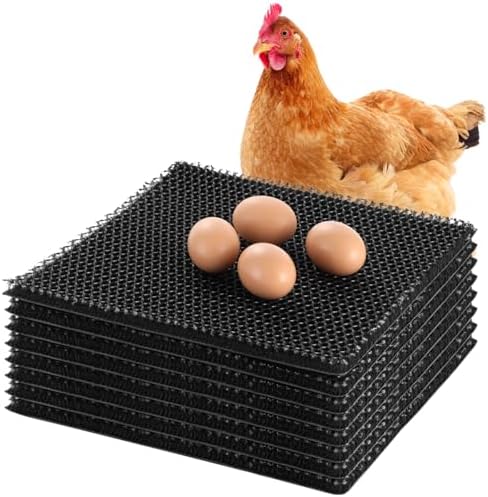8 Pcs Chicken Nesting Box Pads, 11.8 in Washable Nesting Pads, Plastic Chicken Nesting Box Pads with Elastic Mesh Structure, Include 4 Wooden Eggs for Chicken Coop