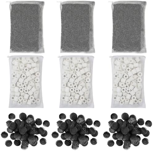 Flexzion Aquarium Canister Filter Media Set, Bio Balls, Rings & Carbon