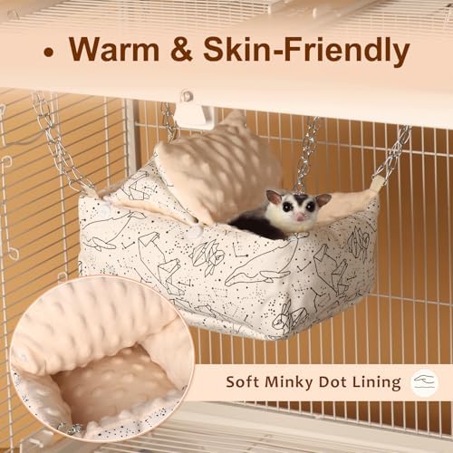 Sugar Glider Bonding Pouch,Hamster Bed with Beaded Fleece Lining,Syrian Hamster Habitat Mini House,Play and Sleeping - Pet Hideout