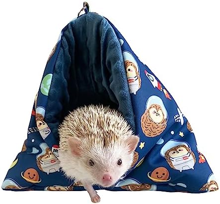 Handmade Cuddle Sack Sleeping Bag Pouch for Hedgehog Hamster Rat Sugar Glider Small Animal Hanging Cage Cave Bed (Blue)