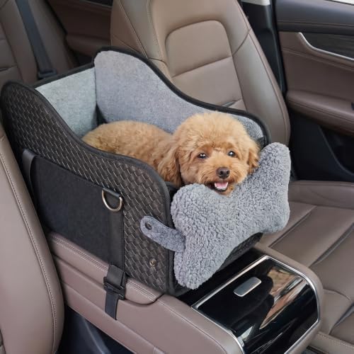 Console Dog Car Seat for Small Dogs，Dog Booster Seat Under 15lbs