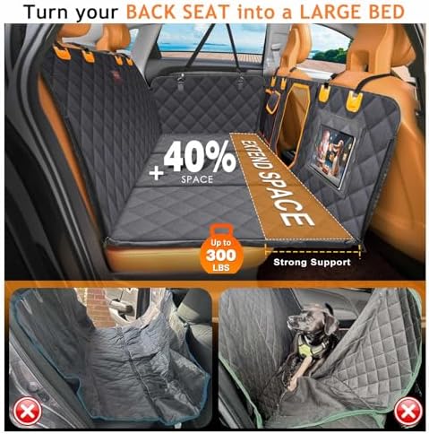 Manificent Back Seat Extender for Dogs, Hard Bottom Dog Car Seat Cover for Back Seat Bed for Car Camping Mattress, Dog Hammock for Car Travel Bed, Car Bed Mattress for Car SUV Truck