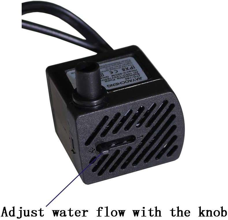 Submersible Water Pump with LED Light for Indoor Tabletop Fountains Aquarium Fish Tank (180L/H 3W)