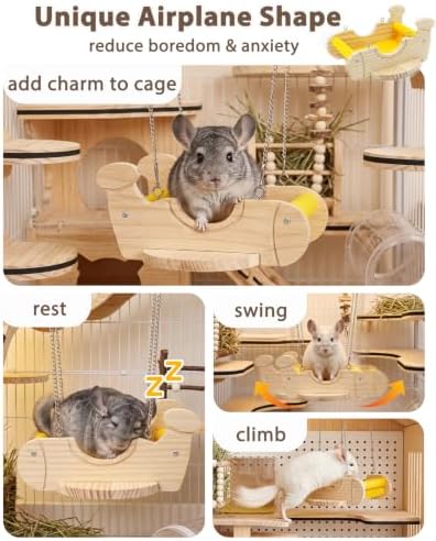Wood Chinchilla Hammock with Felt Base Absorbs Paw Pressure