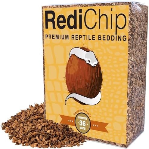 RediChip Reptile Bedding Loose Medium Coconut Chip Substrate 6 Quart Coco Husk Mulch for Snake and Gecko Habitat, Ball Python Terrarium, Lizard and Turtle Tanks, Tortoise Enclosure