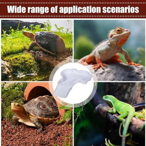 Extra Large Reptile Bathing Pool Reptile Feeding Dish Water Bowl with Ramp Aquarium Ornament for Gecko, Snake, Turtle, Bearded Dragon, Lizard (White)