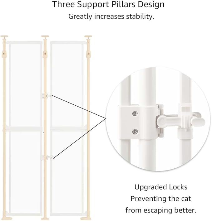 unipaws Transparent Clear Cat Safety Gate, Auto Closing and No Drilling Plus - Image 4