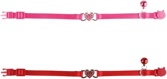 2 Pcs Cat Collars Heart Bling Breakaway - Image 2