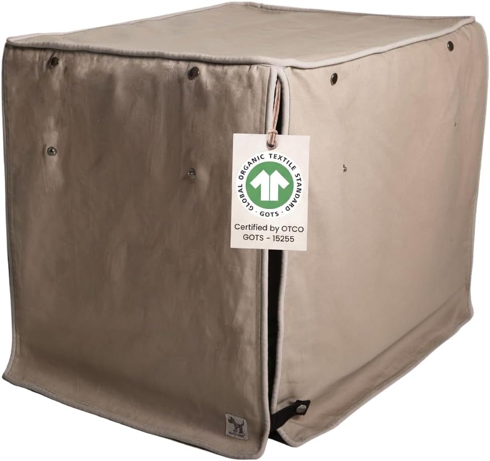 Molly Mutt Tan Dog Crate Cover, Non-Toxic & 100% Cotton, 36"x24"x27"