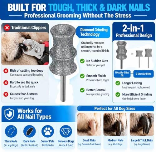 Diamond Dremel Dog Nail Grinder Attachment Bit for Pet Rotary Tools