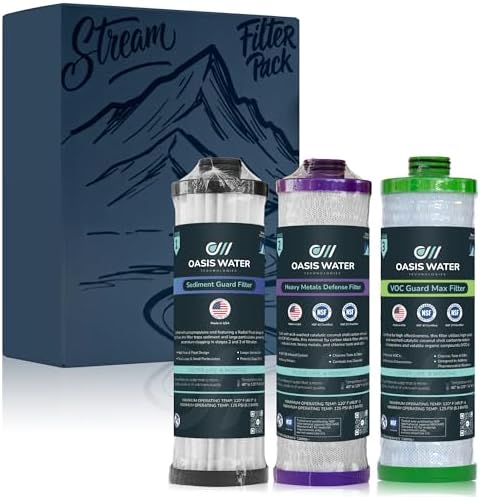 RV Water Filter Replacement Pack – Oasis Water Technologies Replacement Filters for Stream Filtration System - 3-Stage Filter for Sediment, Heavy Metals - Easy Installation Boat Filters - Made In USA