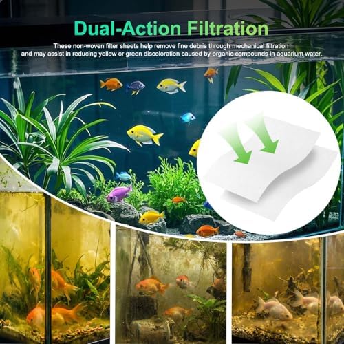 Aquarium Filter Sheets, Fits Most Standard Filters, 100 Pack