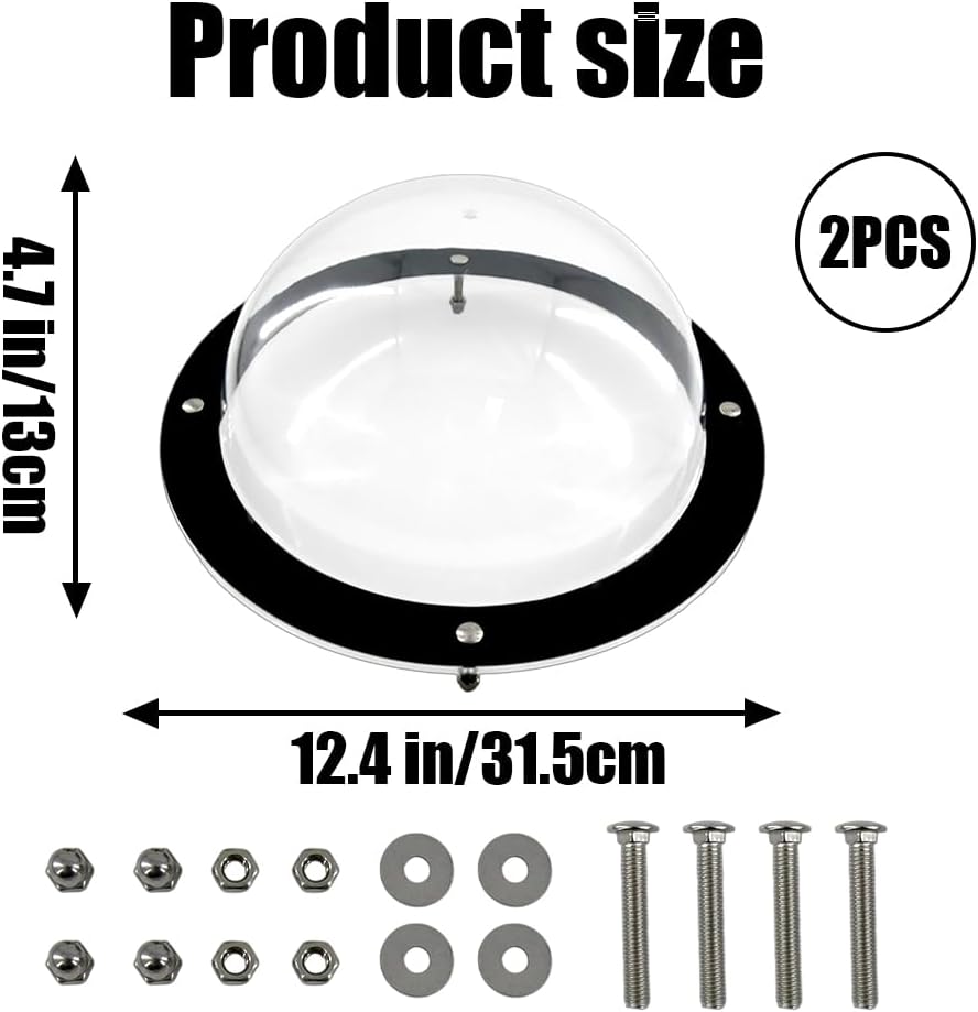 2 Pack Dog Fence Window, 12.4 Inch Clear Pet Dome, Transparent Plastic Pet Peek Window for Playground, Doggie Fence Domes, Supplies for Dog Cat Horse, 12.4 x 4.9 Inch (Clear)