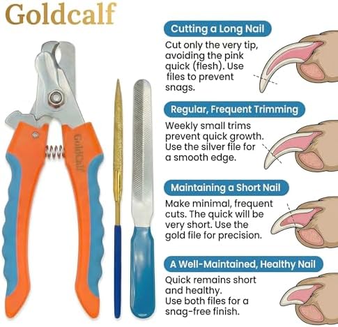 GoldCalf Professional Pet Claw Clippers Kit with Safety Guard, Diamond File for Small, Medium and Large Dogs & Cats