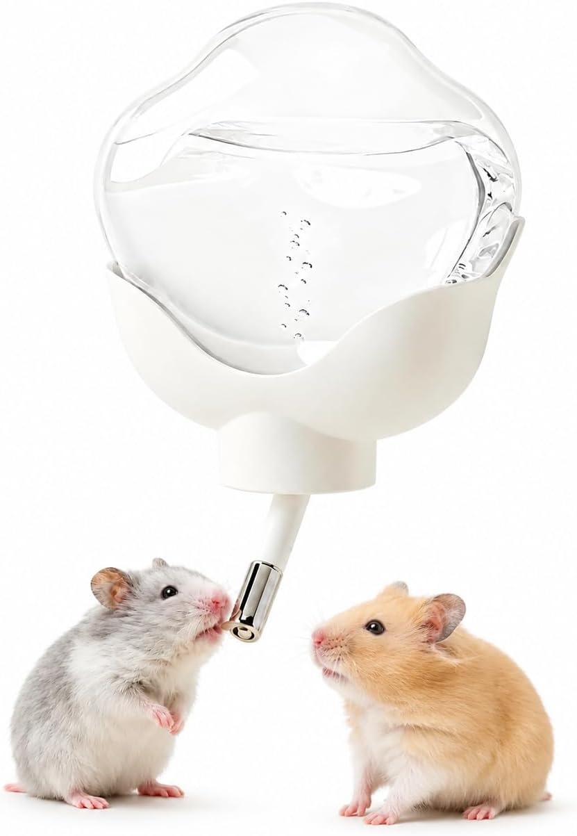 Guinea Pig Water Bottle No Drip, 17oz Rabbit Water Dispenser for Cage,White