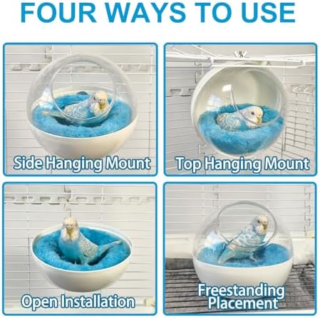Bird Nest, Warm Bird Bed for Cage, Clear Parrot Nesting House with 2 Mats Hanging Parakeet Cage Accessories for Lovebird, Canary, Budgie, Finch, Hamster (Clear)