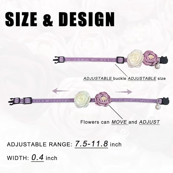 Fupo Purple Cat Collars for Girl Cats Breakaway Kitten Collar - Image 3