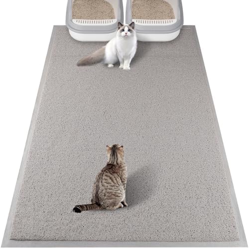 ondware Cat Litter Mat 47 x 31.5 in, Waterproof Non-Slip, Gray