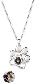 Personalized Cute Dog Cat Paw Name Necklace Forever Love Custom Heart Pendant by RESVIVI