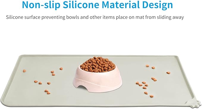 AUDWUD Silicone Waterproof Pet Feeding Mats, Anti Slip Bowl Pad, Dog Mat - Image 2