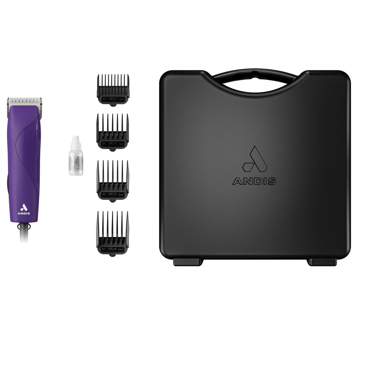 Andis 24820 EasyClip 7-Piece Detachable Ceramic Blade Clipper Kit, Purple