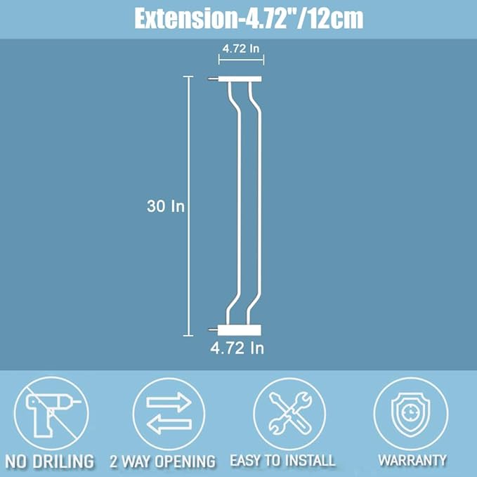 Extra Wide Baby Gate 4.72in Extensions Walk Through Baby Gate Pressure Mount - Image 3