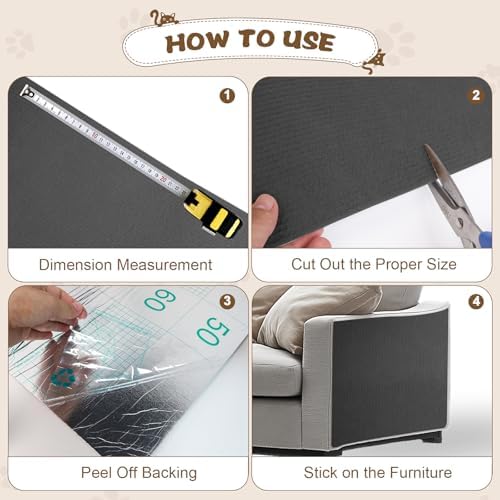 Eunice Cat Scratching Mat, Self-Adhesive Cat Scratch Carpet, Trimmable Replacement Carpet Pad for Tree Wall Cat Scratching Post DIY Couch Protector (Dark Gray, 78.7"x15.8")